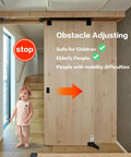 Motorized Flush Hidden Sliding Barn Door Hardware Kit For 47.2 To 59 Inch Doors installed, obstacle adjusting feature visible