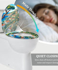 Resin Elongated Toilet Seat for Bathroom with colorful design and quiet closing feature, fitting most toilets.