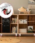 Super Smooth Rolling Heavy Duty Casters Built Tough For Heavy Loads With Roll Lock Brakes attached to a storage unit.
