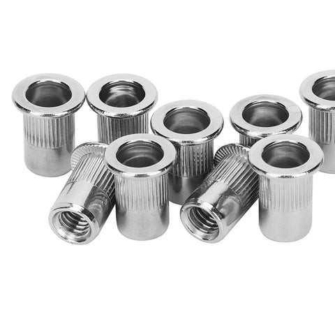 Stainless Steel Ribbed Blind Riveting Nuts Set M6 Heavy Duty Pro Grade Works Great For Automobiles Elevators Switches Instruments