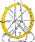 Fiberglass Fish Tape Five Sixteenth Inch 492 Ft Wire Puller with Steel Reel Stand for Electricians, yellow cable