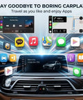 BMW Wireless CarPlay Android Auto Retrofit Kit Decoder Box For NBT System With 6 Pin LVDS Port shown on car dashboard screen