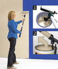 Game Changing Electric Paint Roller Brush With Long Extension Rod Auto Feed System For Effortless Wall And Ceiling Painting in use on wall.