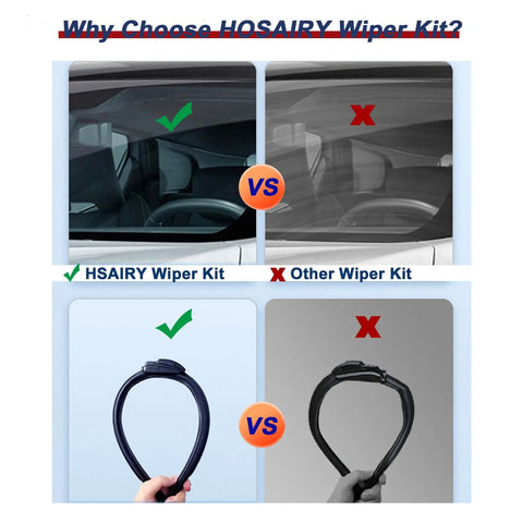 Comparison of HOSAIRY Wiper Kit vs Other Wiper Kit, showing superior visibility and design quality for effective wiping.