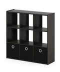 Espresso Black 9 Cube Organizer With Bins, A Slim 7.9 Inch Depth Space Saver For The Living Room, Bedroom, Or Home Office.