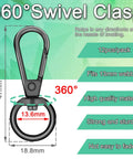 Heavy Duty Swivel Lobster Clasp Half Inch Zinc Alloy Hook for Purses Bags Lanyards Keys 12 Pack Gunmetal Black Finish 360° rotation feature
