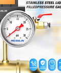 Stainless Steel Liquid Filled Pressure Gauge 0 To 30 Psi With 1/8 NPT Connection And 1.5 Inch Dial Back Mount For Water Oil And Air Systems