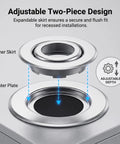 Heavy-Duty 20 Pack Fire Sprinkler Escutcheon Adjustable 2 Layer Stainless Steel Rose Plate showing inner skirt and outer plate design.