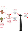 Diagram of Stubby Gas Lens Collet Body Kit For TIG Welding Torch With Glass Cup Nozzle Set 3 32nd Inch 2.4 Millimeter Collet