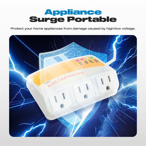 Fridge Surge Protector With Three Outlets For Fridge, TV, And ACs, 120V 12A, 1440W, Delay Start Function, front view