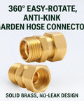 2 Pack Garden Hose Swivel Connector Three Quarter Inch GHT, 360 Degree Brass Hose Fittings to Stop Twists and Kinks, Rustproof and Durable Leak Free Watering Accessory for Lawn and Garden, brass swivel connectors