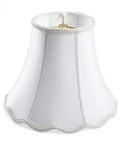 White Bell Scalloped Table Lamp Shade With Brass Harp Set 5 Inch Top 10 Inch Bottom 8 Inch Height Double Layer Polyester Fabric