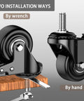 Beefy 2 Inch Locking Swivel Casters Set of 4 With Threaded Stem Three Eighths by Sixteen Thread One Inch Stem Polyurethane Wheels installation