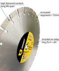 Laser Welded Diamond Blade 14 Inch For Cutting Reinforced Concrete, Stone, Marble, Granite, Brick And Masonry, close-up