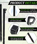 Detailed view of 55 Piece Landscape Edging Anchor Stakes Set, 8.5 Inch Heavy Duty Black Plastic Garden Stakes for yard and lawn edging.