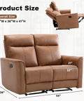 Manual Loveseat Recliner Sofa With Wall Hugger Design Two Seat Reclining Love Seat In Leathaire Brown Independent Recline For Each Seat
