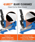 Heavy Duty Hand Plate Shear 12 Inch Manual Metal Cutter Built Tough For Carbon Steel Plates And Iron Bar Stock showing clean blade clearance for smooth metal cuts.
