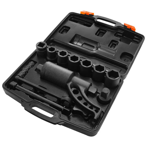 Beast 1 Inch Drive Torque Multiplier Wrench Set With 1:64 Gear Ratio Delivers Up To 6,800 Nm Torque Includes 8 Sockets 24-38mm And Storage Case