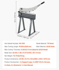 20 Inch Guillotine Shear Benchtop Cutter Manual Plate Shear for Metal Sheet Processing Pro Grade Heavy Duty Stand Included
