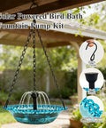 Hanging Bird Bath With Solar Powered Fountain For Outdoor Garden Patio Lawn And Backyard Birds Water Feature For Bathing Drinking And Feeding Automatic Sun Activated Pump Durable Hanging Design No Wires Easy Setup Weather Resistant