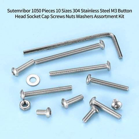 1050 Pcs M3 Screws Kit Pro Grade Stainless Steel Button Head Socket Cap Screws Nuts Washers And Bolts Assortment