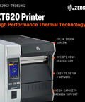 ZT620 6 Inch Thermal Industrial Printer With 203 DPI No Ink Required USB Serial Ethernet Bluetooth 4.1 Touch Color LCD Workhorse For High Volume Ops Thermal Transfer 1 Year Warranty
