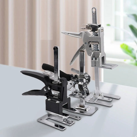 Rugged Carbon Steel Furniture Lifting Jack Adjustable Multi Purpose Cabinet Installer Hoist Heavy Duty Handheld Support Tool for various uses.