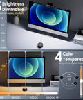 Quntis Monitor Light Bar ScreenLinear LED Lamp with Auto Dimming Ra98, installed on monitor, demonstrating brightness and color settings