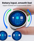 1.28 Inch ESP32 S3 Round Knob Touch Display 240x240 Rotary Panel With Capacitive Touch and Physical Knob For Snappy Menu Navigation and Precise Parameter Control For Smart Projects., round metal rotary touch display with menu icons and hand turning knob