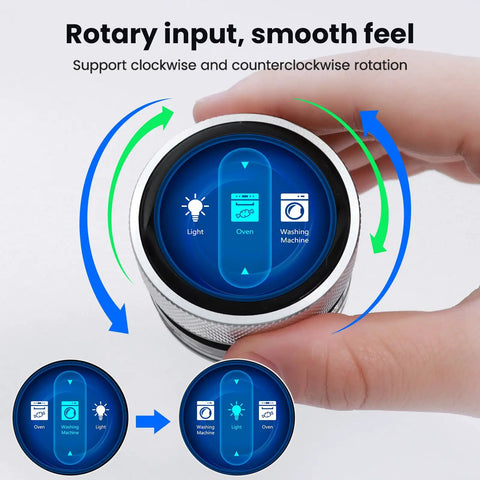 1.28 Inch ESP32 S3 Round Knob Touch Display 240x240 Rotary Panel With Capacitive Touch and Physical Knob For Snappy Menu Navigation and Precise Parameter Control For Smart Projects., round metal rotary touch display with menu icons and hand turning knob