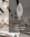 LED Filament Light Bulbs 5W 500 Lumens E12 Candelabra Base Soft White 3000K Dimmable For Chandeliers Pendants And Sconces 10 Pack Cozy Warm Glow Energy Efficient Clear Glass with bedroom.