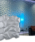 Gray 3D Wall Panels Pack Of 12 19.7 By 19.7 Inches Durable PVC Tiles installed in a modern living room setting