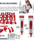 Front And Rear Full Metal Shock Upgrade Kit For One Tenth Scale Rustler And Stampede VXL 2WD RC Cars With Alloy A Arms in red