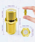Gold Plated F Type Coax Connector Female To Female For RG6 Cables Two Pack Pro Grade Ultra Compact Flush Mount Adapter, gold threaded adapter