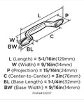 Diagram with measurements for 3 Inch Center To Center Satin Nickel Cabinet Pull 10 Pack Everyday Heritage Drawer Handle with dimensions shown.