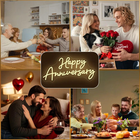 Collage of couples and families celebrating with festive decorations and meals.