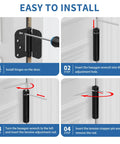 Installation steps for Heavy Duty Four Inch Self Closing Door Hinges Three Pack Featuring Five Eighths Corners And Spring Loaded Setup.