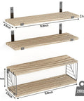 Wall Mounted Bathroom Over Toilet Storage Shelf Three Tier Light Brown Floating Rack with dimensions 15.8x5.9 inches.