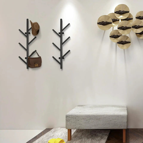 2 Pack Vertical Coat Rack Wall Mount, Metal Slim 16 Inch Wall Hat Rack For Entryways And Closets, Black on modern wall