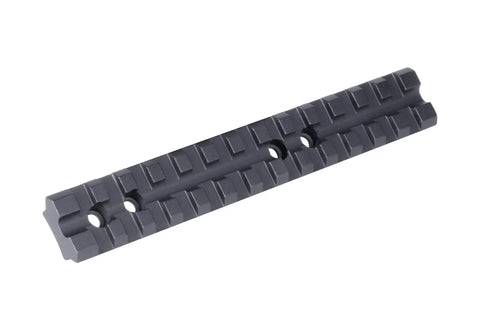 Picatinny Rail Mount For 500 And 590 Series Shotguns - Lightweight aluminum optics rail adapter showing screw holes and grooves
