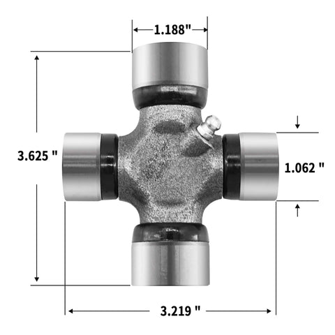 5-460X U Joint Kit For 1310 To 1350 Series Universal Joint OSR with snap rings, bearing cap diameters 1.062 and 1.188 inches.