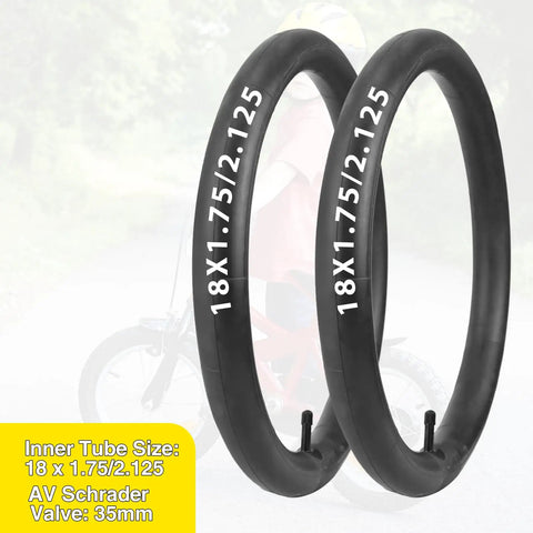 Two Pack 18 Inch Kid Bike Tires 18 X 2.125 With Inner Tubes Fits 18 Inch Bicycles BMX MTB Black Smooth Tread