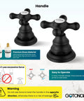 Dual cross handles for 8 Inch Widespread Matte Black Bathroom Faucet With 3 Hole Deck Mount, Hot And Cold Label
