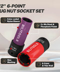 5 Piece 1/2 Inch Drive Impact Lug Nut Socket Set With Non Marring Thin Wall Wheel Protector Sockets in 15mm 17mm