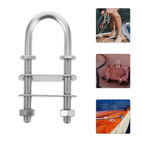 M8 Stainless Steel U Bolts Heavy Duty U Shaped Fasteners for Marine Use and Yacht Deck Hardware Easy Removal U Clamp Screws for Boats Trailers and Deck Mounts, silver stainless steel U-bolt