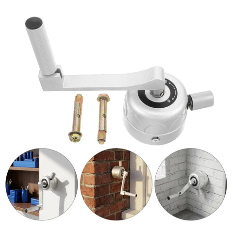 Indoor Metal Clothes Hanger Lift Crank Replacement Handle For Balcony Laundry Drying Rack Repair White Plastic And Metal Spare Part Ergonomic Design Space Saving Easy Install No Fuss Accessory, white metal crank handle with mounting bolts