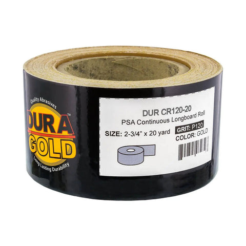 Pro Grade 120 Grit Longboard Sandpaper Roll With Self Adhesive Backing For Woodworking And Auto Body Prep, 2-3/4 Inch, 20 Yards