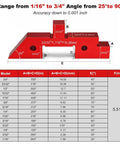 Aluminum Setup Blocks 14 Piece Set With Case For Woodworking Includes Height Gauge Router Table Saw Depth And Angle Fence Alignment Gauges For Precise Pro Grade Setup In Your Home Shop diagram and measurements.