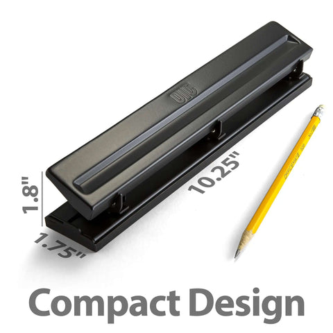 Three Hole Punch For Home Or Office No Fuss 8 Sheet Capacity Cuts 9/32 Inch Holes Through 20lb Paper Removable Chip Tray