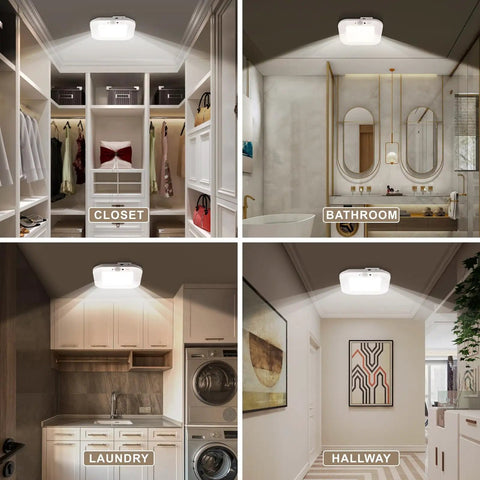 Cordless Rechargeable Motion Sensor Ceiling Light with USB Cable 220 Lumens 6000K Daylight LED in closet, bathroom, laundry, hallway